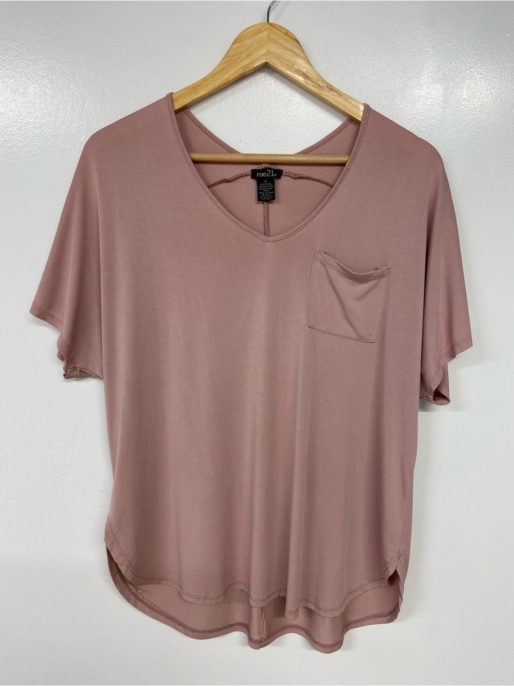 Rue21 Mauve Dolman High Low Short Sleeve Pocket Tee Size L